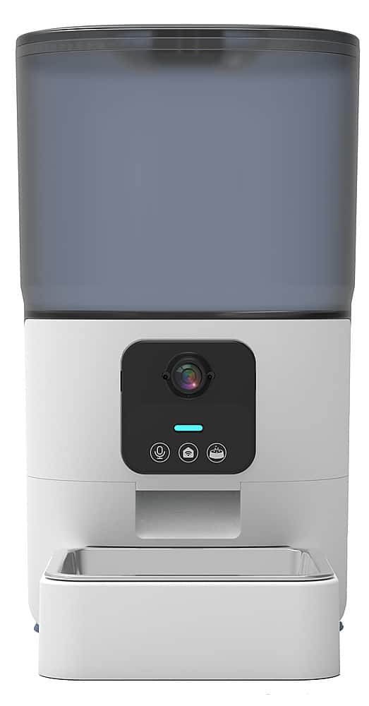 Front. RCA - Smart Pet Feeder with Camera - White/ Black.
