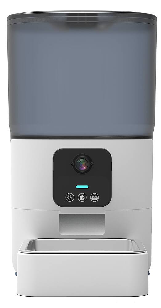 Front. RCA - Smart Pet Feeder with Camera - White/ Black.