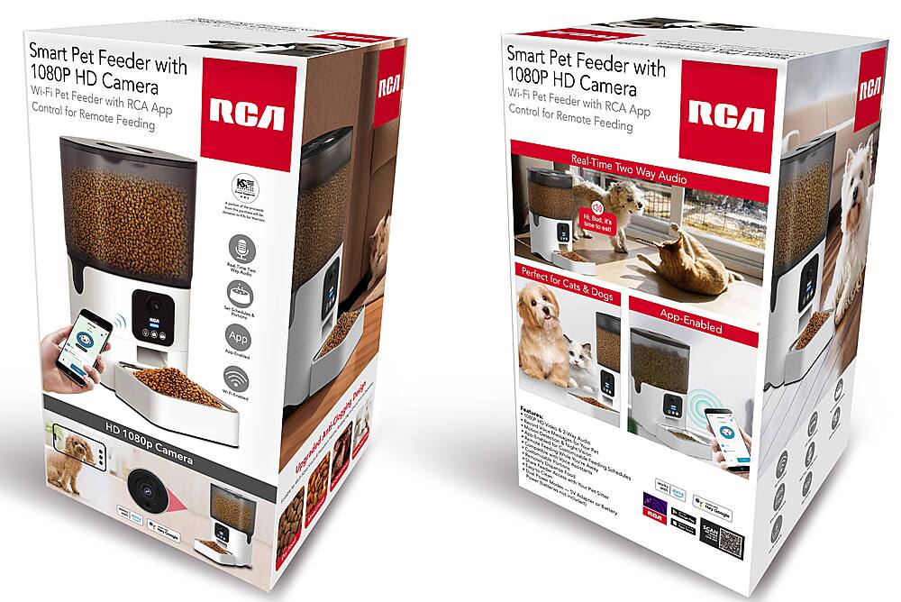 Alt View 14. RCA - Smart Pet Feeder with Camera - White/ Black.