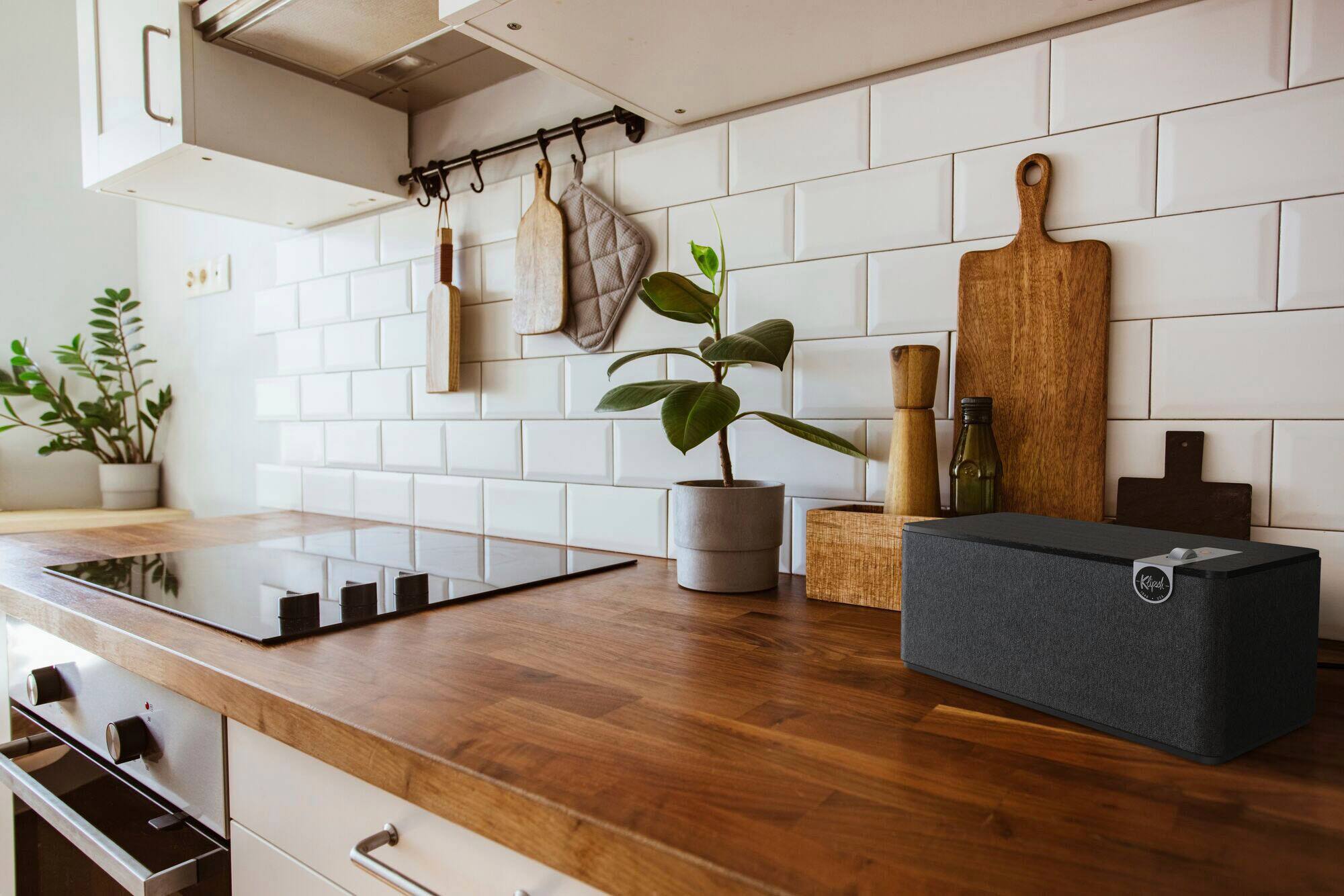 Alt View 14. Klipsch - The Three Plus Premium Tabletop Bluetooth Speaker with Broadcast Mode, Matte Black - Matte Black.