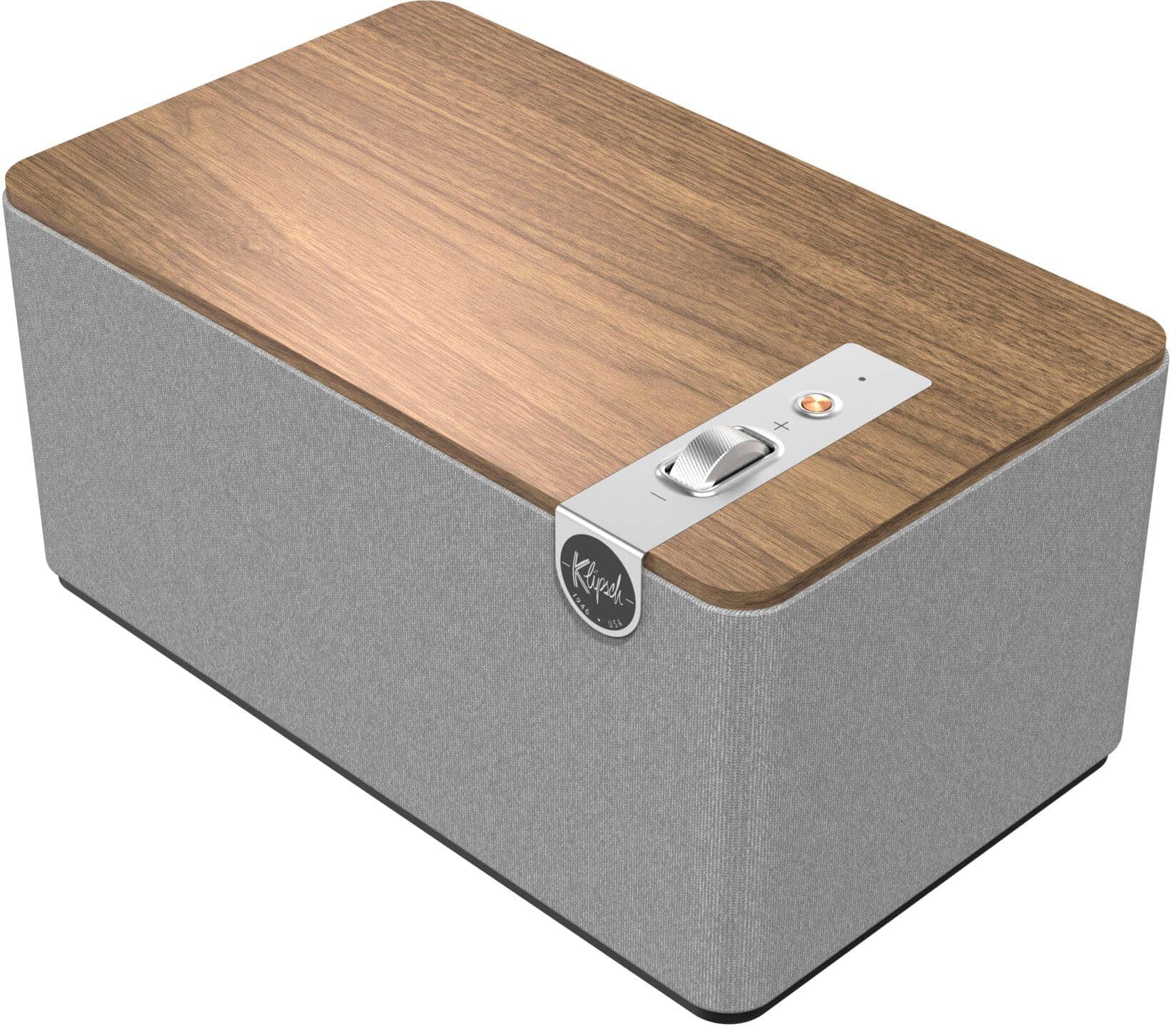 Klipsch - The Three Plus Premium Tabletop Bluetooth Speaker with Broadcast Mode - Walnut