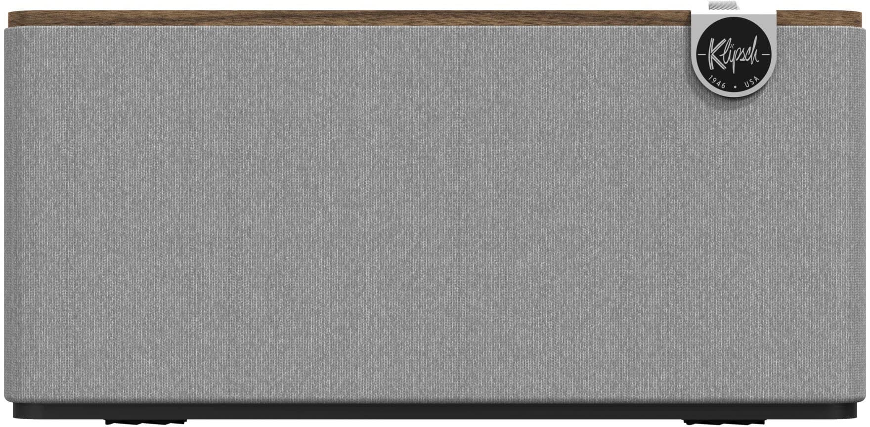 Front. Klipsch - The Three Plus Premium Tabletop Bluetooth Speaker with Broadcast Mode, Walnut - Walnut.