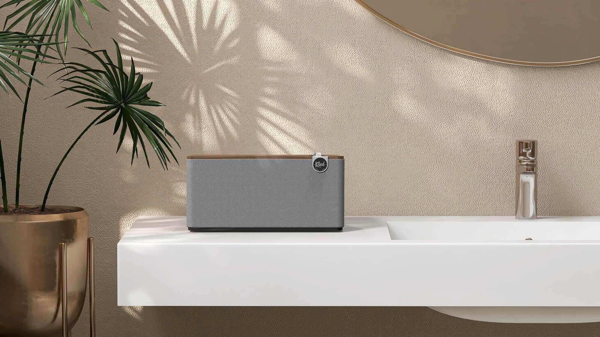 Alt View 12. Klipsch - The Three Plus Premium Tabletop Bluetooth Speaker with Broadcast Mode, Walnut - Walnut.