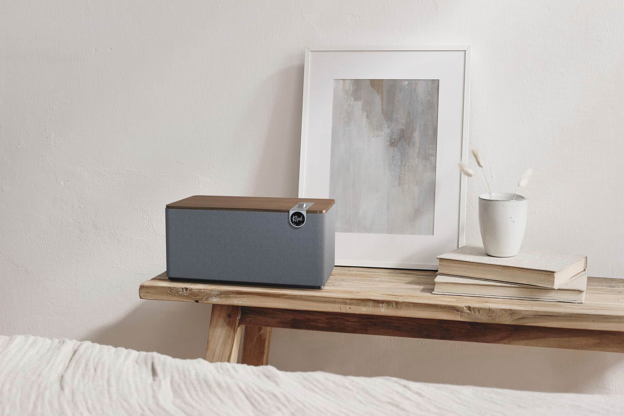 Alt View 13. Klipsch - The Three Plus Premium Tabletop Bluetooth Speaker with Broadcast Mode, Walnut - Walnut.