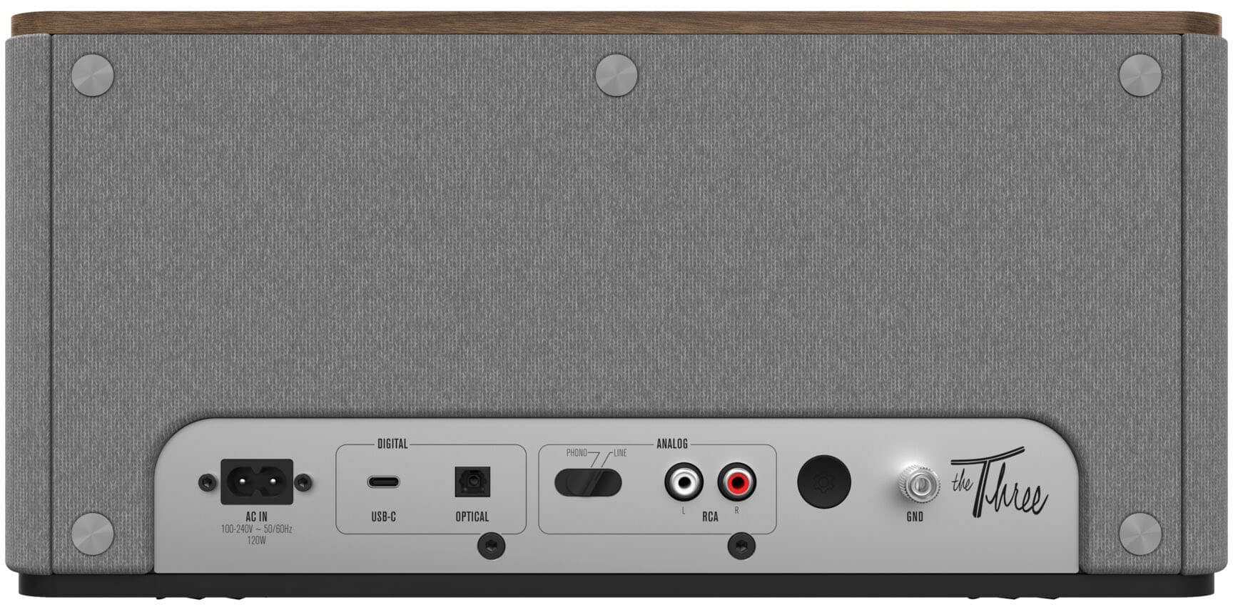 Alt View 1. Klipsch - The Three Plus Premium Tabletop Bluetooth Speaker with Broadcast Mode, Walnut - Walnut.