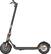 The image features a black scooter with a large orange wheel. The scooter has a handlebar and a seat, making it a functional and comfortable mode of transportation. The scooter is parked on a white background, which highlights its design and color.