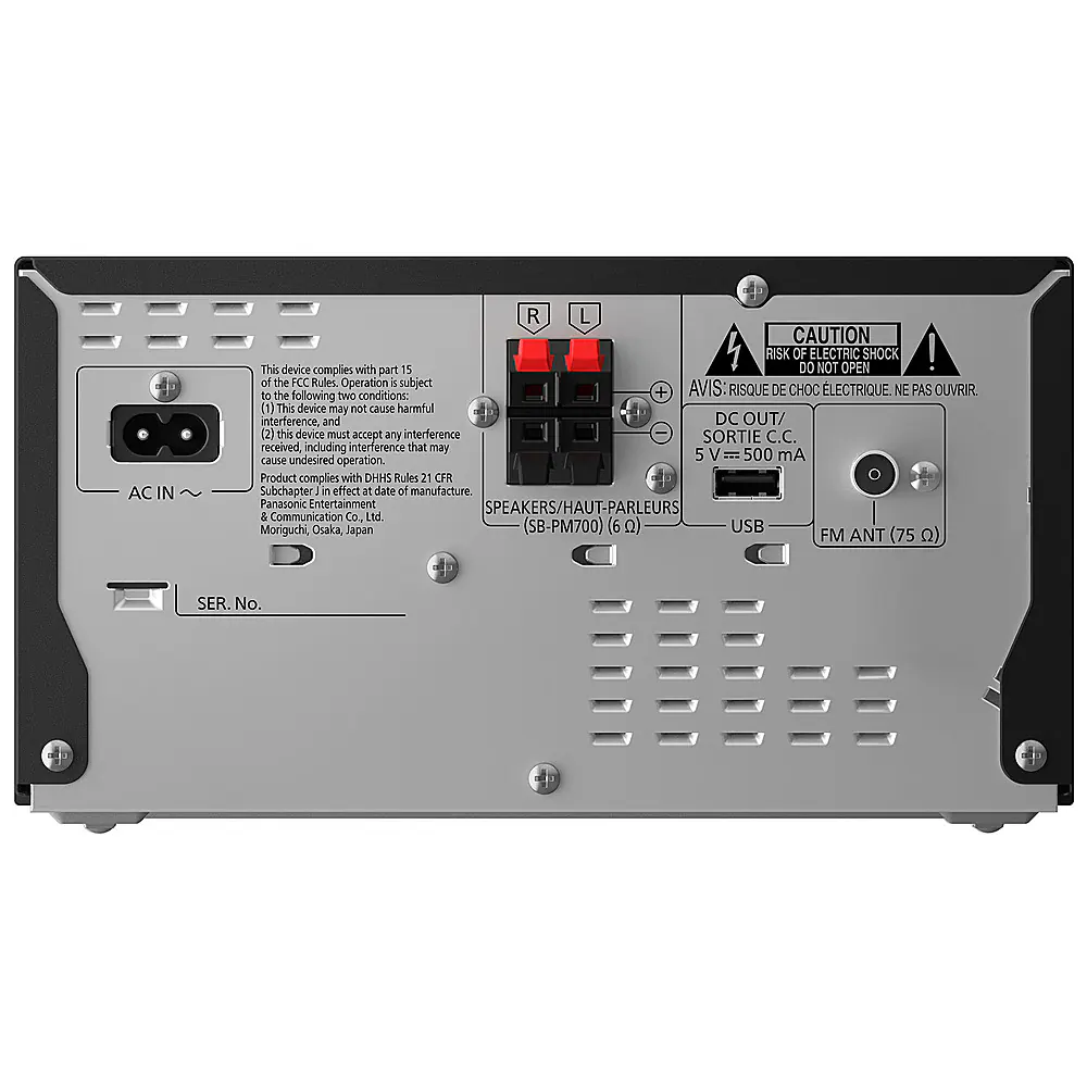 Back. Panasonic - Stereo System with CD, Bluetooth and Radio, 80W - Black.