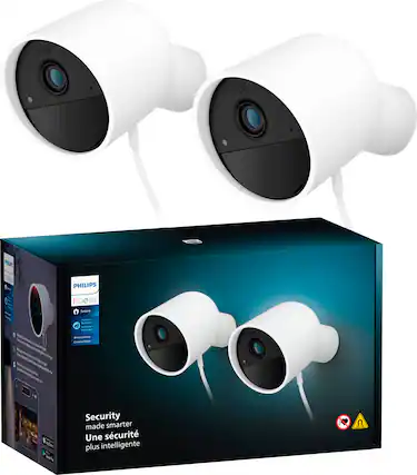 Front. Philips - Hue Security Wired Camera - 2PK - White.