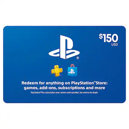 Front. Sony - $150 PlayStation Store Card.