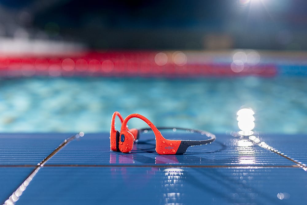 Alt View 16. Shokz - OpenSwim Pro Bone Conduction Sports Headphone - Red.