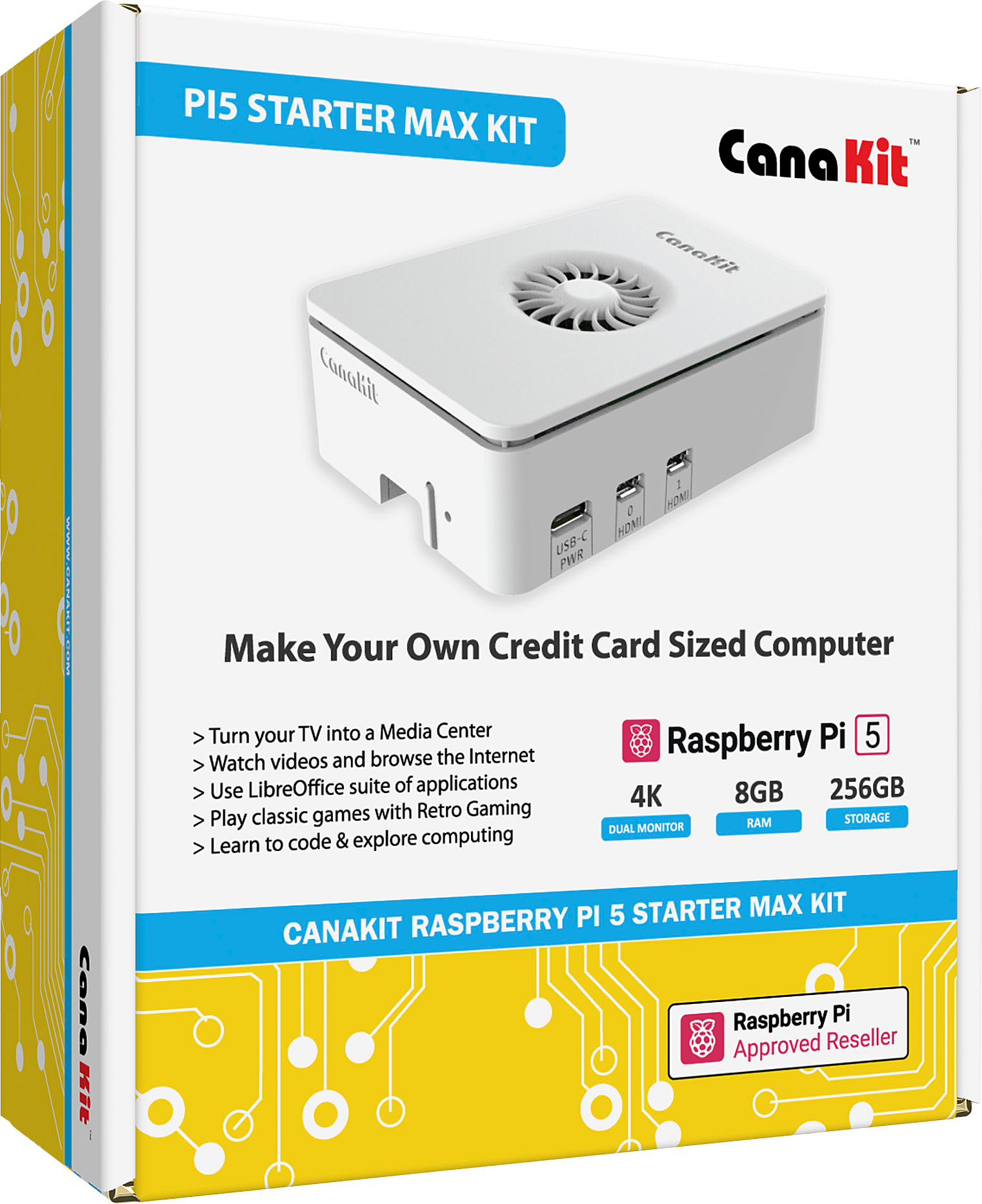 CanaKit - Raspberry Pi 5 Starter MAX Kit (8GB) - Turbine White - Front_Zoom