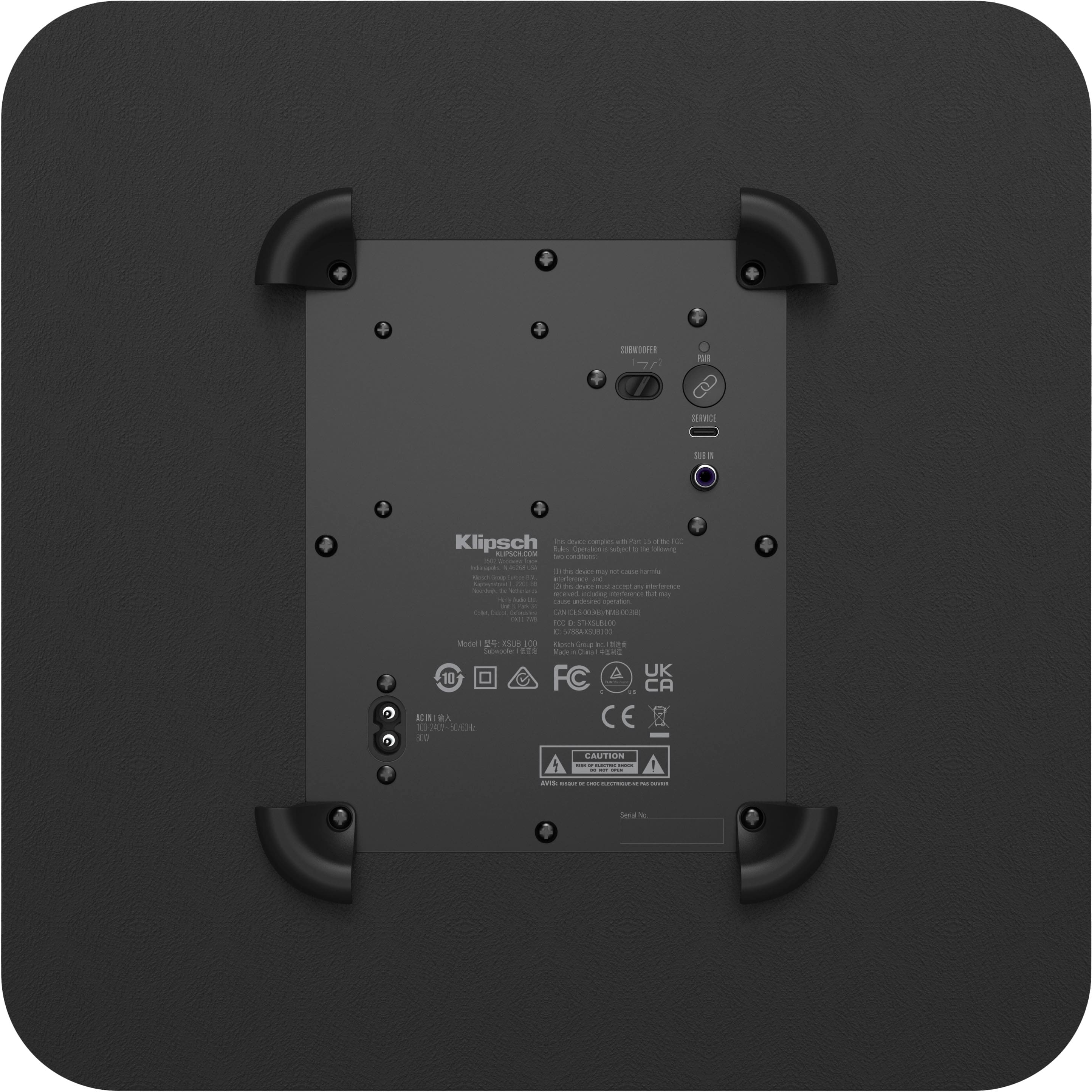 Back. Klipsch - Flexus SUB 100 Subwoofer for CORE Soundbars - Black.