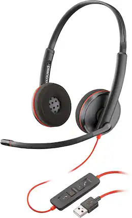 Front. Poly - Blackwire 3220 USB-A Noise Cancelling On-Ear Headset - Black.
