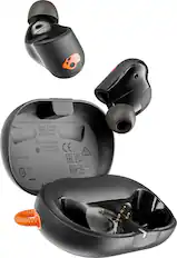 The image features a black and orange device, possibly an iPod or a cell phone, with its case open. The device is accompanied by a charger and earphones. The text on the image reads "B Stulicandy 2 d00 N Lindmark 2 Pn Cy LT 5 LSA S d C CACTIVE MODEL KN MACE 5 CHINA 2 WT8S A 85m C 104864-525AM CE FOCI O 122-25A S C-o-S2Asc EAC CA Los 10 NOM 2 x A."