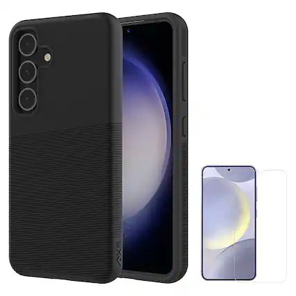 Angle. AXS - ProTech Plus Case & Screen Protector For Samsung Galaxy S24 - Black.