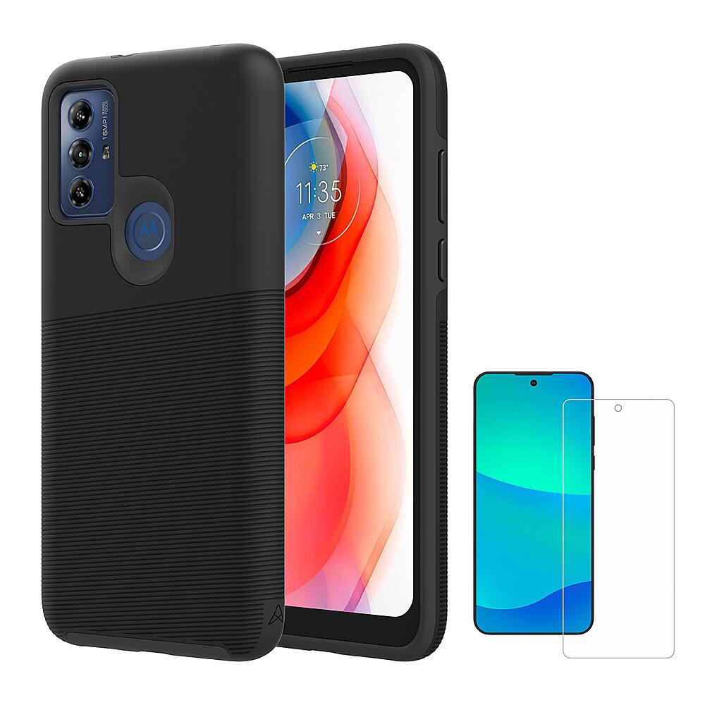 Angle. AXS - ProTech Case & Screen Protector For Motorola Moto G Play 2023 - Black.