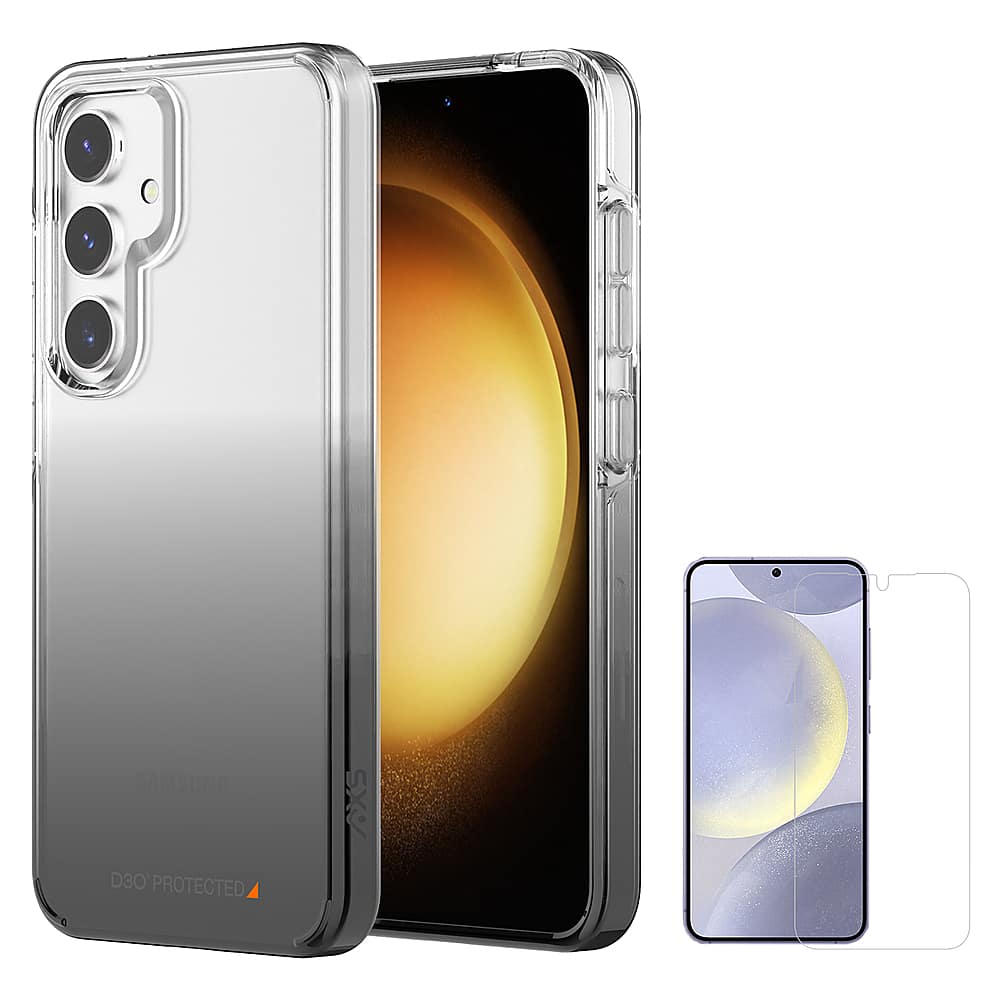 Angle. AXS - Crystal Shield D30 Case & Screen Protector for Samsung Galaxy S24 - Smoke Gradient.