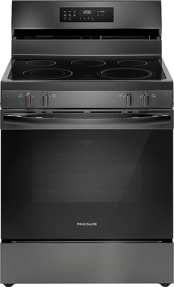 Frigidaire - 5.3 Cu. Ft. Freestanding Electric Range with Air Fry - Black Stainless Steel - Front_Zoom