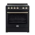 Forno Appliances - 30 in. Wide 4 Elements Leonardo Espresso 5.0 cu. ft. Slide-In Oven Electric Convection Range with Antique Brass Accents - Black