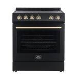 Forno Appliances - Leonardo Espresso 5.0 cu. ft. Slide-In Oven Electric Convection Range with Antique Brass Accents - Black