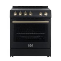 Forno Appliances - Leonardo Espresso 5.0 cu. ft. Slide-In Oven Electric Convection Range in Black with Antique Brass Accents - Black - Front_Zoom