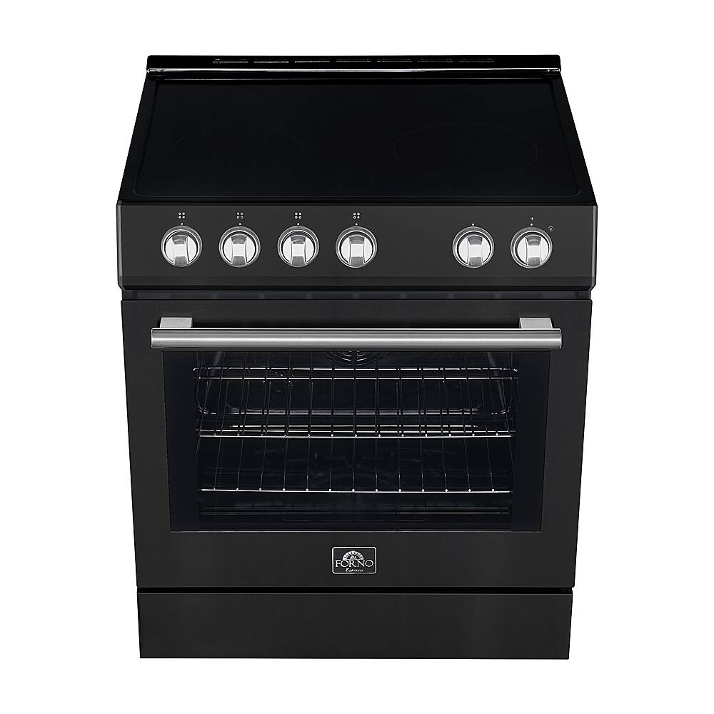 Alt View 11. Forno Appliances - Leonardo Espresso 5.0 cu. ft. Slide-In Oven Electric Convection Range with Antique Brass Accents - Black.
