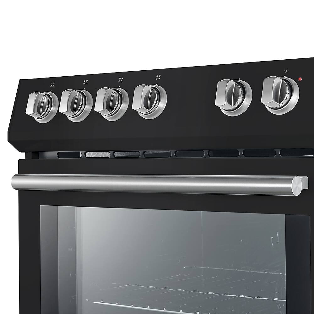 Alt View 12. Forno Appliances - Leonardo Espresso 5.0 cu. ft. Slide-In Oven Electric Convection Range with Antique Brass Accents - Black.