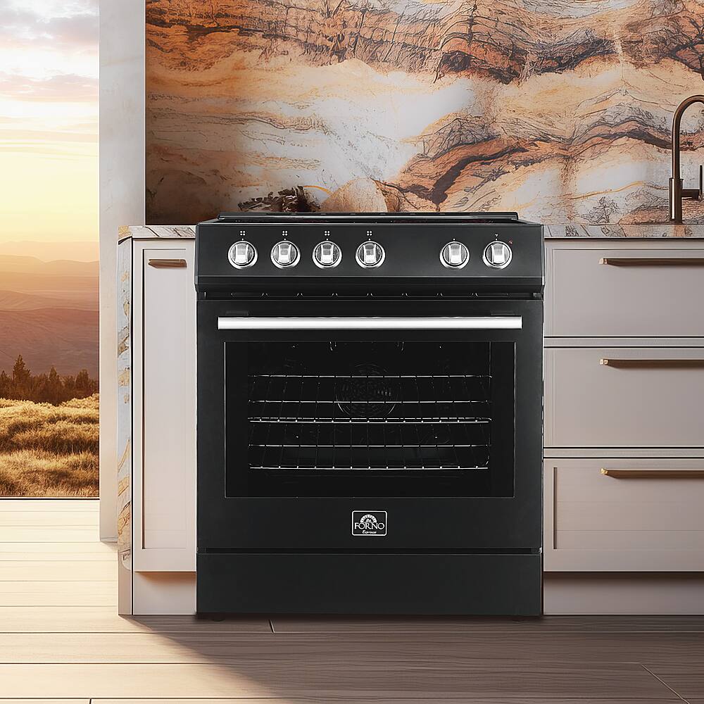 Alt View 17. Forno Appliances - Leonardo Espresso 5.0 cu. ft. Slide-In Oven Electric Convection Range with Antique Brass Accents - Black.