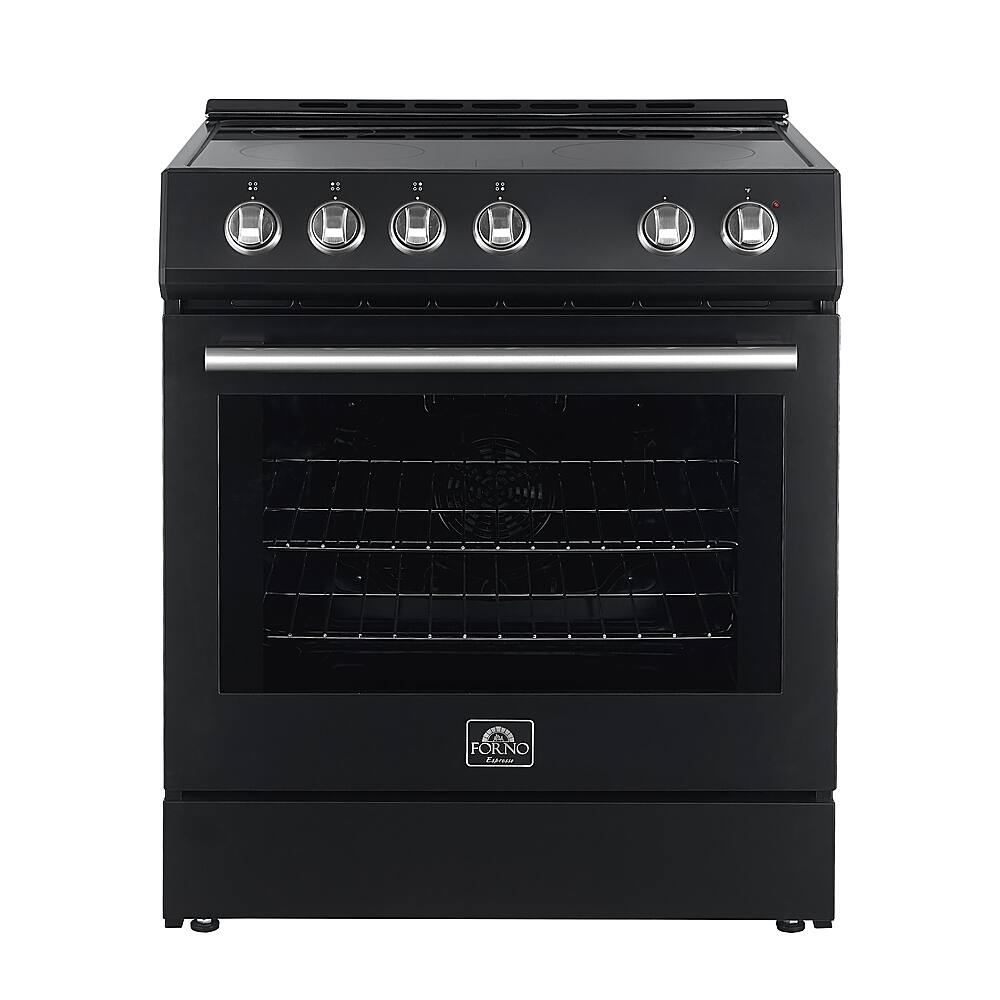 Alt View 1. Forno Appliances - Leonardo Espresso 5.0 cu. ft. Slide-In Oven Electric Convection Range with Antique Brass Accents - Black.