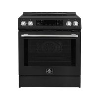 Forno Appliances - Donatello 5.0 cu. ft. Slide-In Electric Induction True Convection Range with Antique Brass Accents - Black - Front_Zoom