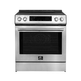 Forno Appliances - Donatello 5.0 cu. ft. Slide-In Electric Induction True Convection Range with Antique Brass Accents - Stainless Steel