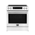 Front Zoom. Forno Appliances - Donatello 5.0 cu. ft. Slide-In Electric Induction True Convection Range with Antique Brass Accents - White.