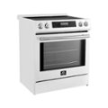Alt View Zoom 1. Forno Appliances - Donatello 5.0 cu. ft. Slide-In Electric Induction True Convection Range with Antique Brass Accents - White.