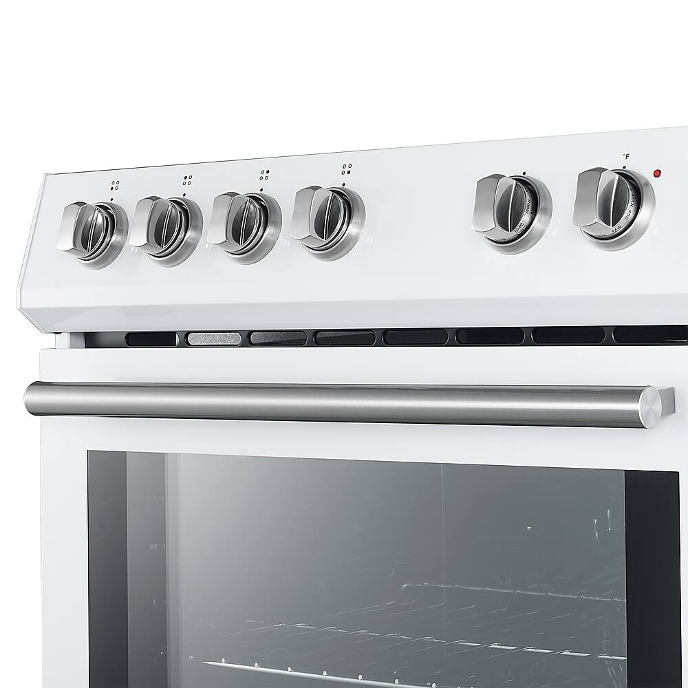 Alt View 13. Forno Appliances - Leonardo Espresso 5.0 cu. ft. Slide-In Oven Electric Convection Range with Antique Brass Accents - White.