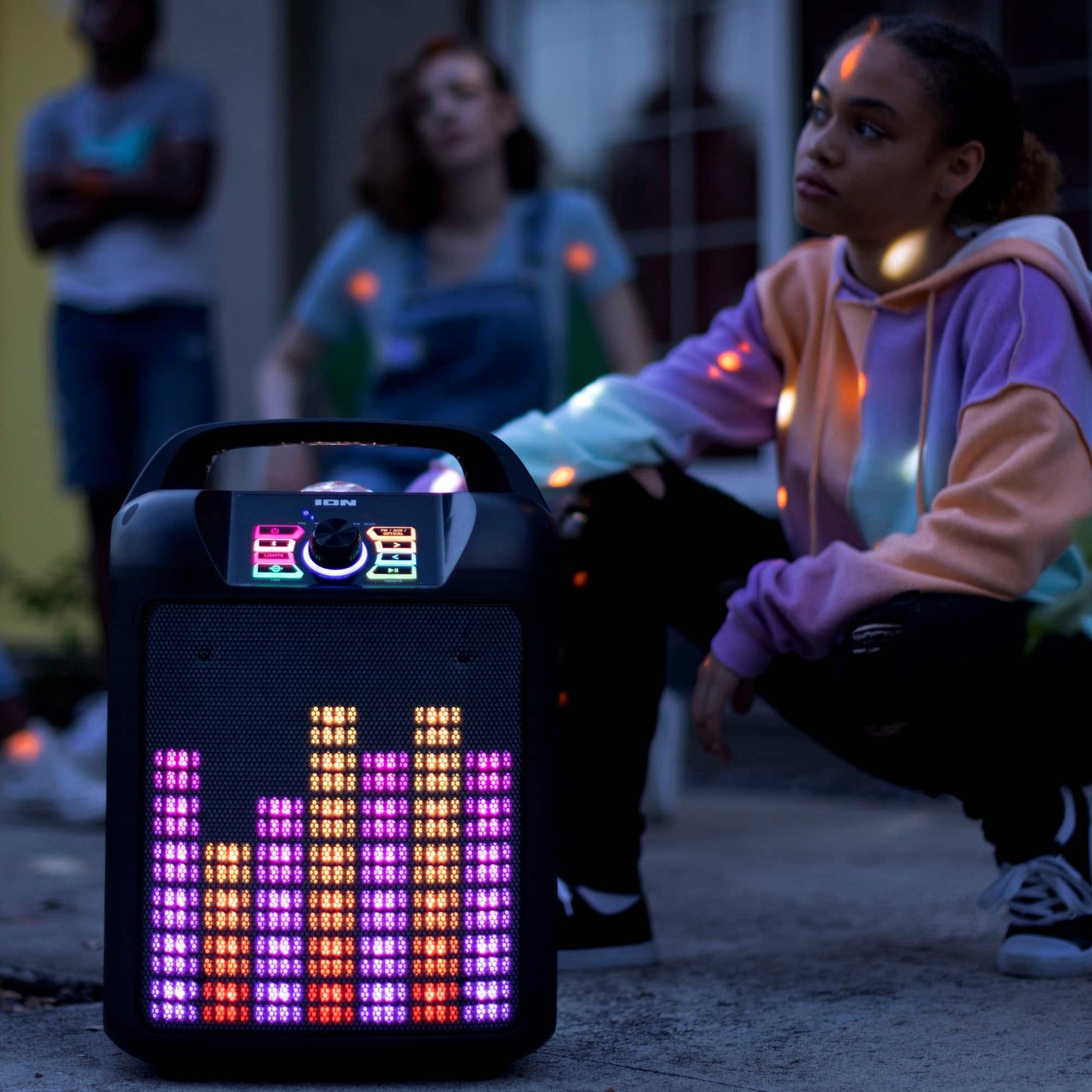 Alt View 11. ION Audio - Party Rocker Max High-Power Portable Bluetooth Speaker with Customizable Party Theme Lights - Black.