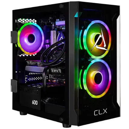Front. CLX - SET Gaming Desktop - Intel Core i7 14700KF - 32GB DDR5 5600 Memory - GeForce RTX 4060 Ti - 1TB NVMe M.2  SSD + 4TB HDD - Black.