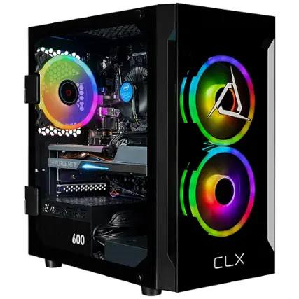 Front. CLX - SET Gaming Desktop - Intel Core i5 14400F - 16GB DDR5 5600 Memory - GeForce RTX 4060 - 1TB NVMe M.2 SSD - Black.