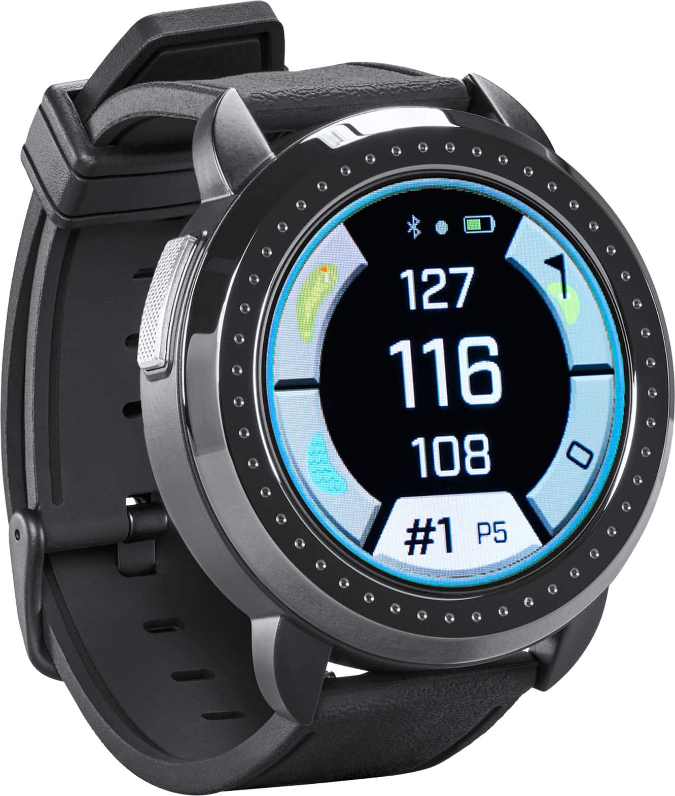 Front. Bushnell - iON Elite 35.5mm Smart GPS Golf Watch - Black.