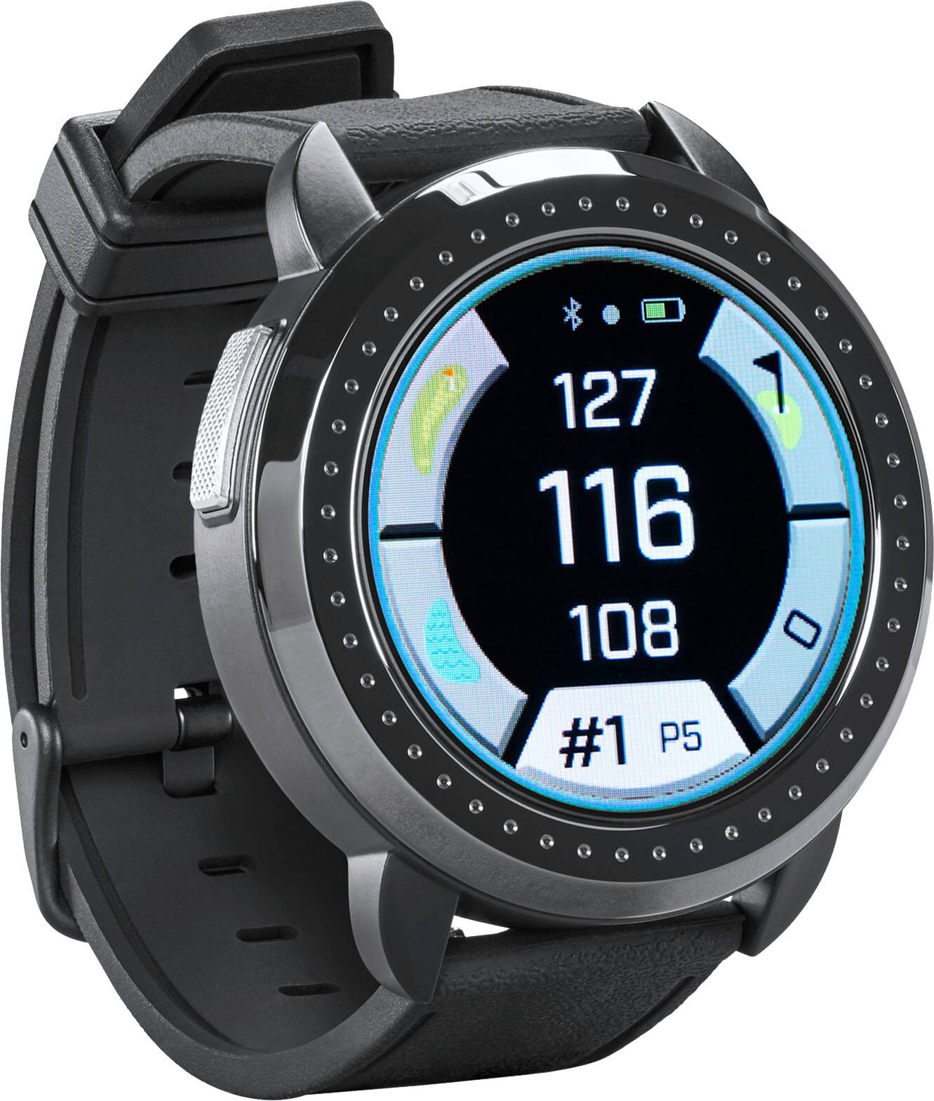 Front. Bushnell - iON Elite 35.5mm Smart GPS Golf Watch - Black.