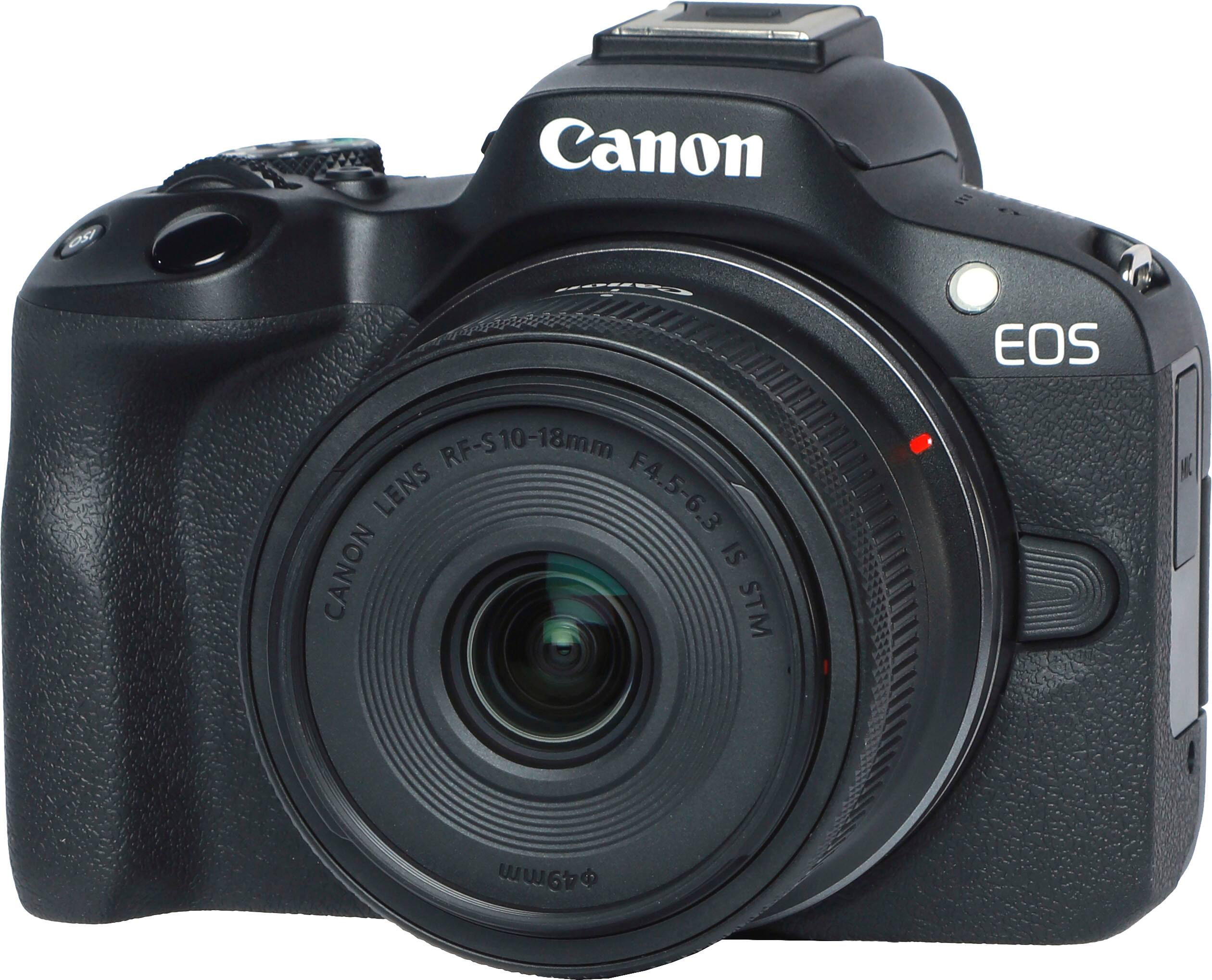 Angle. Canon - EOS R50 4K Video Mirrorless Camera with RF-S10-18mm F4.5-6.3 IS STM Lens Video Creator Kit - Black.