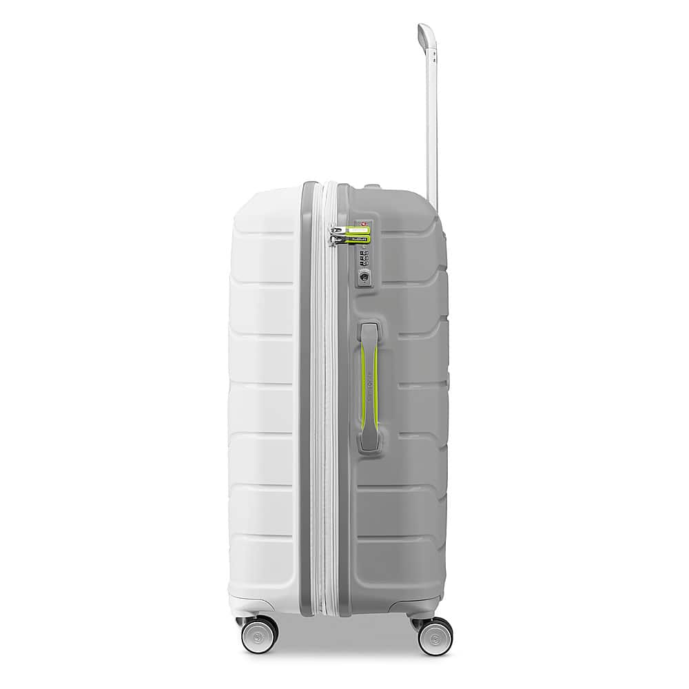 Left View: Samsonite - Freeform 24" Expandable Spinner Suitcase - White/Grey