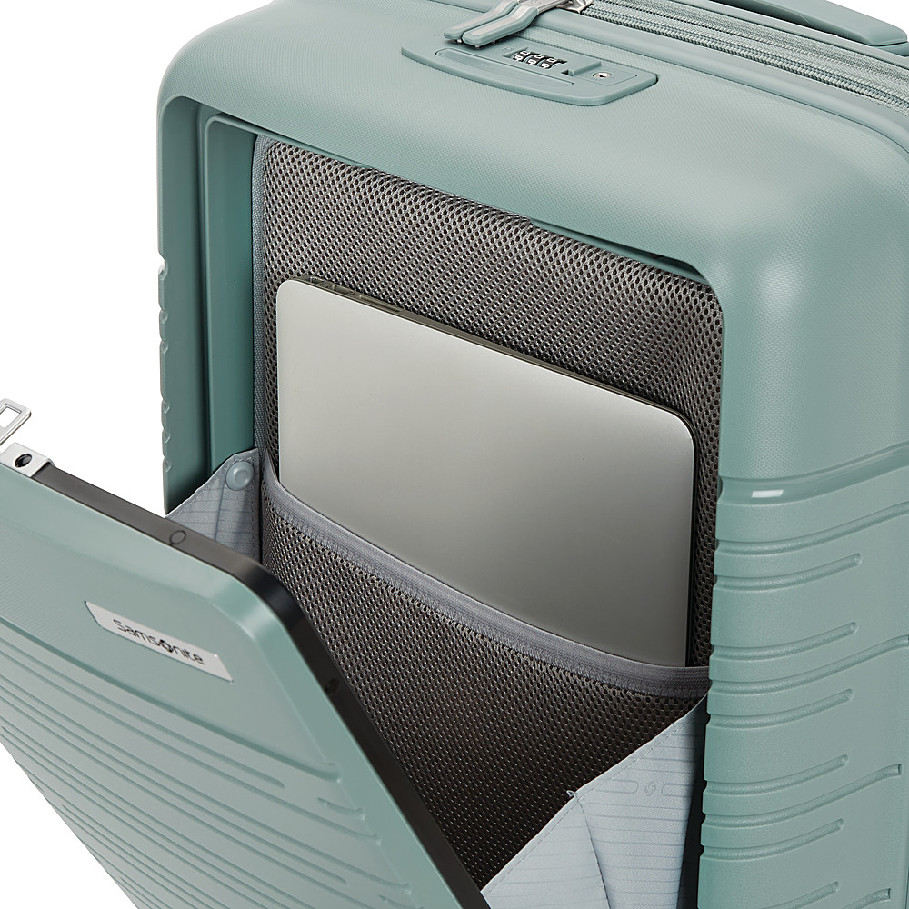 Left View: Samsonite - Elevation Plus 23" Expandable Carry-On Spinner Suitcase - Cypress Green