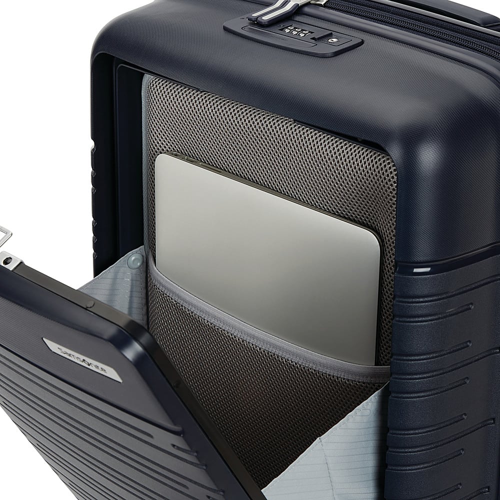 Left View: Samsonite - Elevation Plus 20" Spinner Suitcase - Midnight Blue