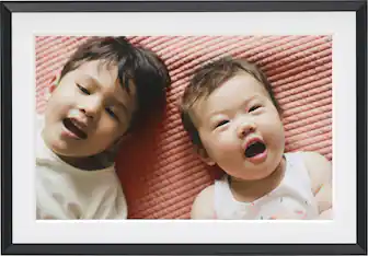 Angle. Aura Home - Carver 10" Digital Wifi Frame - Matted Gravel.