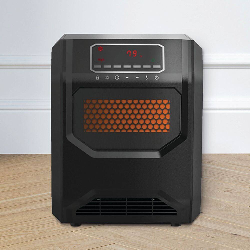 Left View: Lifesmart - 4 Element Infrared Heater with Front Air Intake - Black