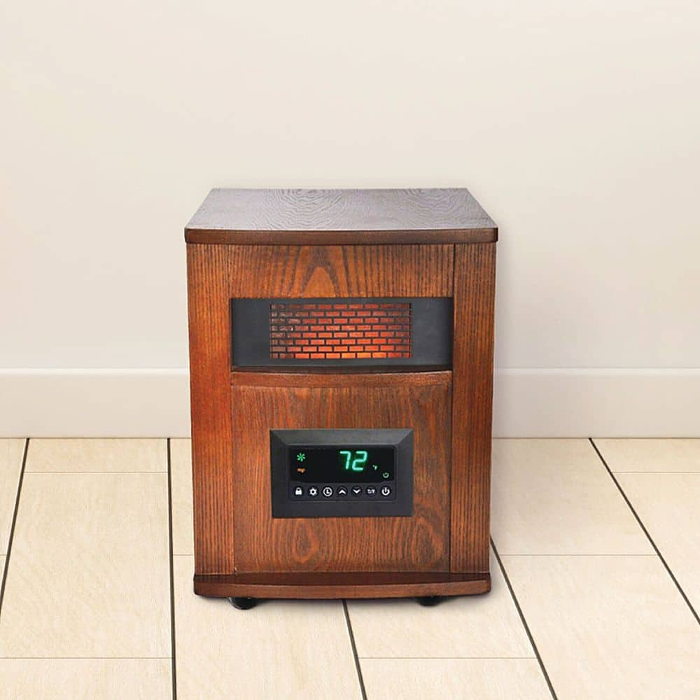 Angle View: Lifesmart - 6 Element Wood Cabinet Infrared Heater - Brown