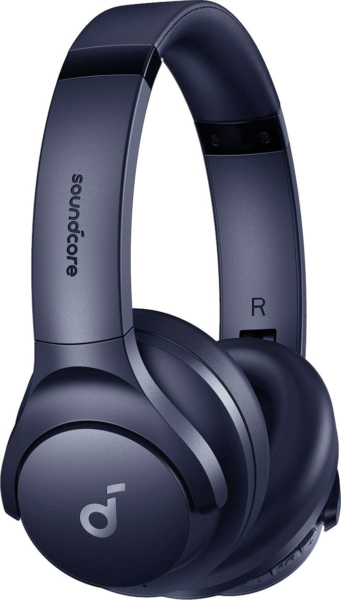 Left. Soundcore - by Anker Q20i Over-Ear Headphones with Active Noise Cancelling, Deep Bass, and 40-Hour Playtime - Blue.