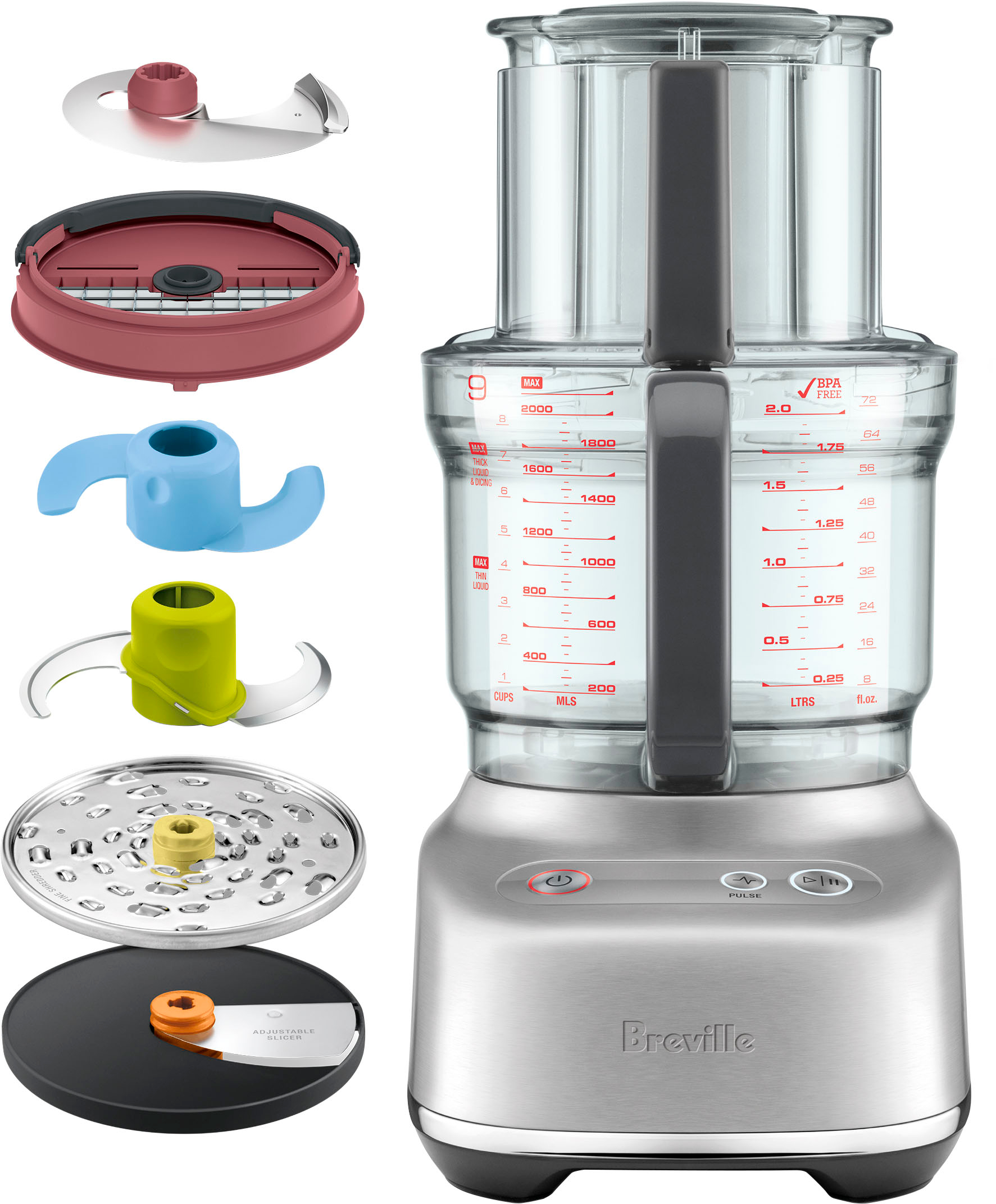 Angle View: Breville - the Paradice 9-Cup Food Processor - Brushed Stainless Steel