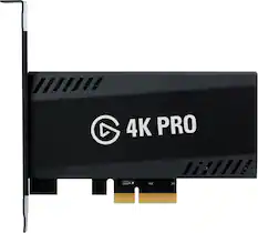 The image features a black box with the text "4K PRO" on it. The box is likely a 4K Pro device, which is designed for 4K resolution and high-quality video playback. The box is sitting on a white background, making the black box stand out prominently.