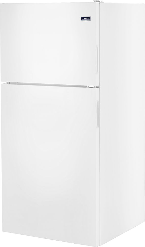 Left View: Maytag - 18.1 Cu. Ft. Top-Freezer Refrigerator - White